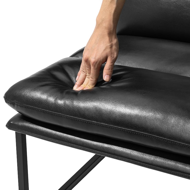 Glitzhome Set of 2 30.25"H Modern Ergonomic PU Accent Armless Chair