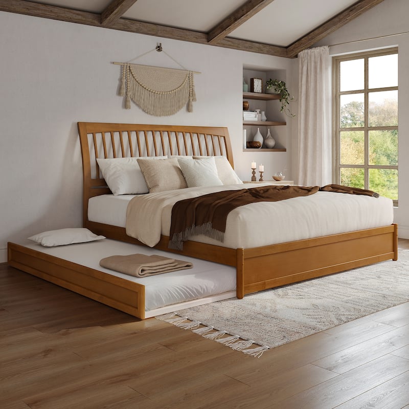 Roslyn Platform Bed with Modern Panel Footboard and Twin XL Trundle