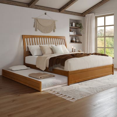 Roslyn Platform Bed with Modern Panel Footboard and Twin XL Trundle