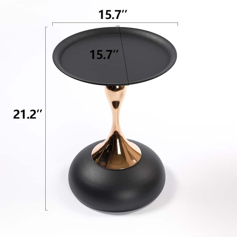 Mermaid Tail End Coffee Table Round Side Table, Modern Metal Pedestal Table, Minimalist Accent Table For Small Spaces