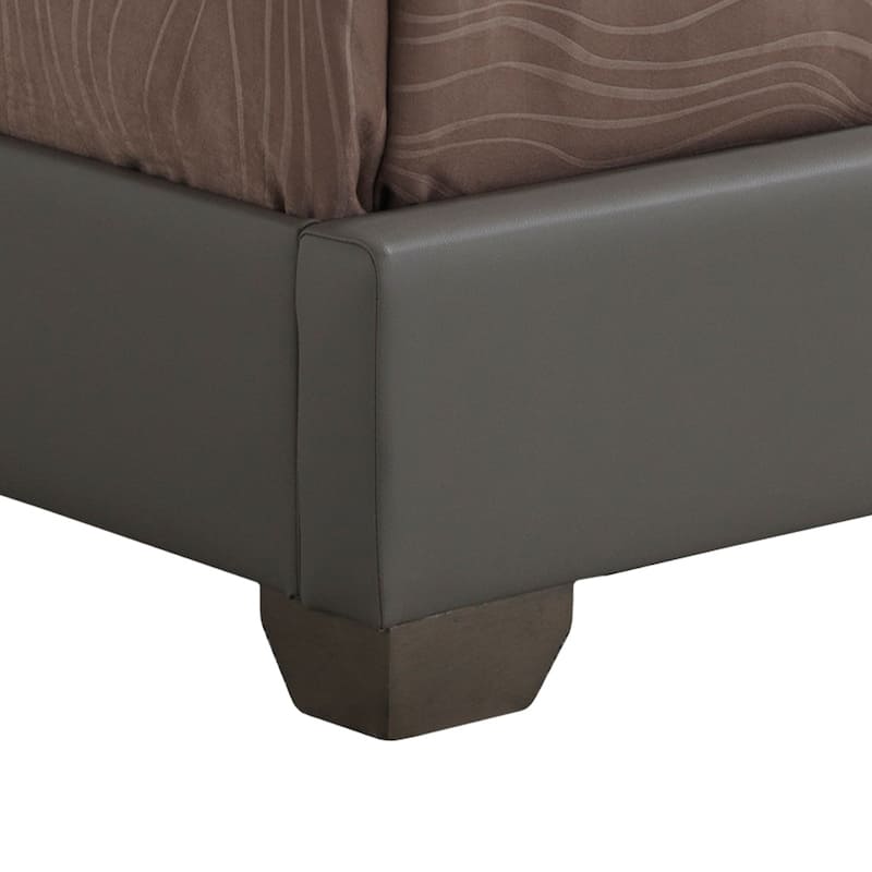 Queen Size Faux Leather Panel Bed with Foam Support