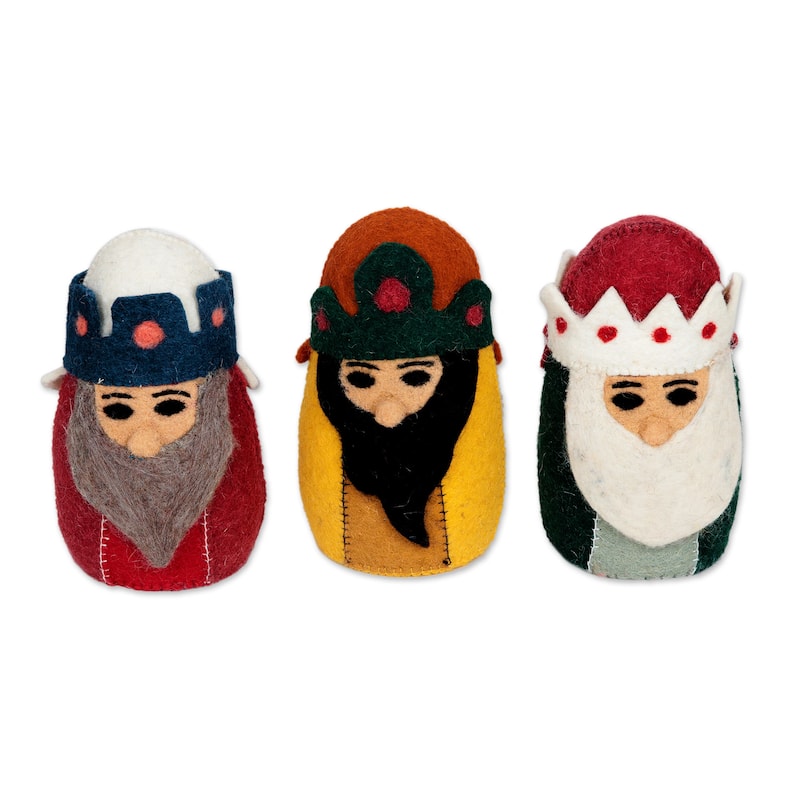 Novica Handmade Three Wise Men Wool Holiday Decor (Set Of 3)
