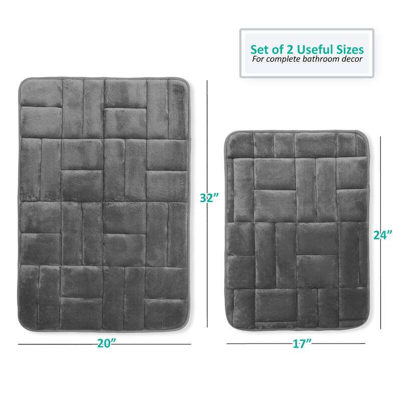 Clara Clark Ultra Soft Non Slip and Absorbent Bath Rug - Tiled Velvet Memory Foam Bath Mat