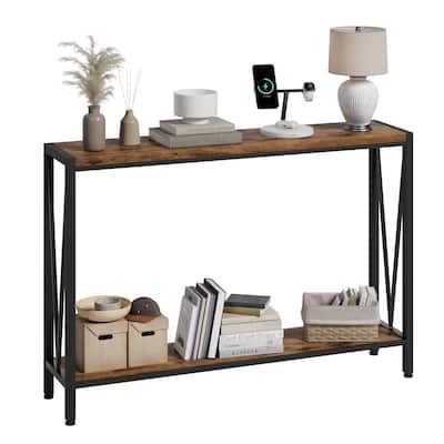 2-Tier Narrow Console Table, Stylish Sofa Side Table for Entryway
