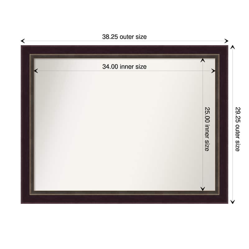 Signore Bronze Framed Non-Beveled Custom Wall Mirror, Bathroom Vanity Mirror - Outer Size: 38.25 x 29.25
