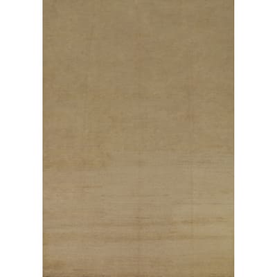 Modern Gabbeh Oriental Area Rug Handmade Solid Yellow Wool Carpet - 6'5" x 9'3"
