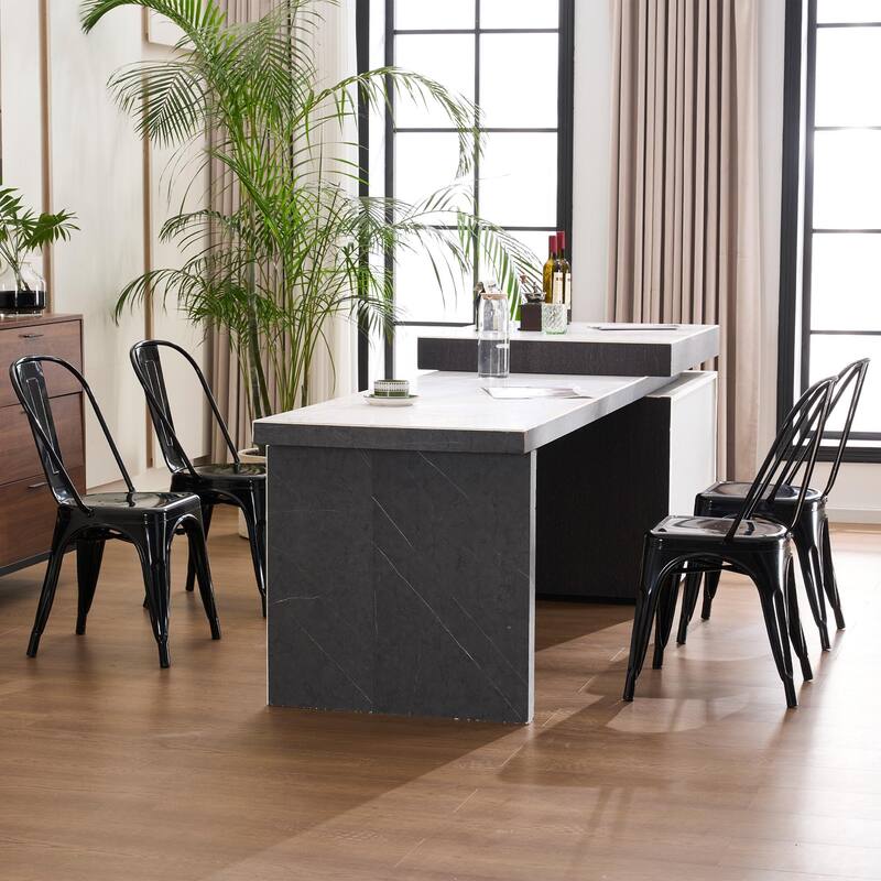 Metal Dining Chairs Set of 4 Stackable Indoor-Outdoor Patio Chair