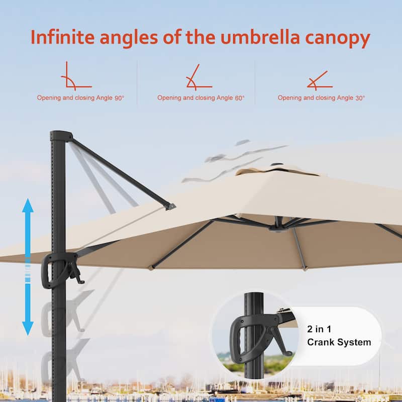 LIVOOSUN 10x8FT Rectangular Cantilever Patio Umbrella Aluminum Frame
