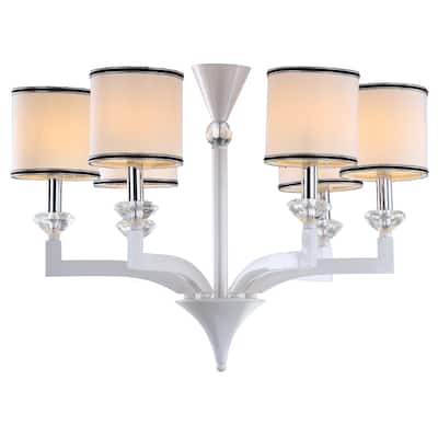 SAFAVIEH Lighting Erin Adjustable 6-light Pearl White Chandelier - 28" W x 28" D x 21 - 93" H - 28" W x 28" D x 21 - 93" H
