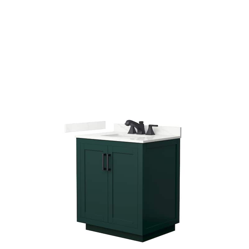 Miranda 30-inch Single Vanity, Quartz Top - Green, Black Trim, Giotto Quartz Top