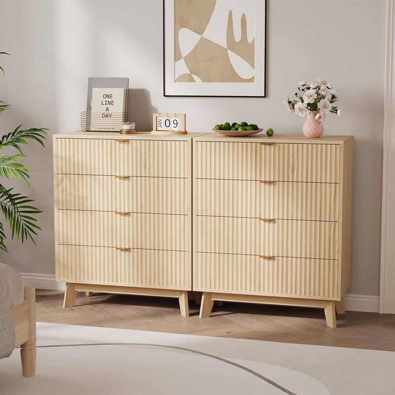 Fluted 3/4/5 Drawer Dressers for Bedroom, Modern Wooden Chest of Drawers
