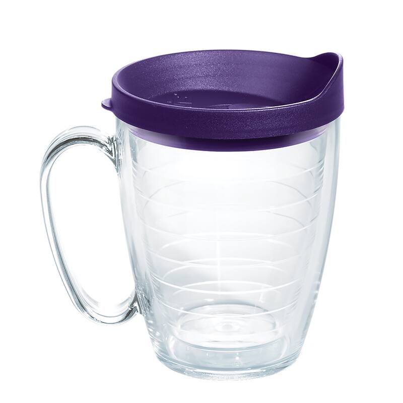 Tervis Clear & Colorful Lidded Made in USA Double Walled Insulated Travel Tumbler, Royal Purple Lid - 16oz Mug - 16oz Mug