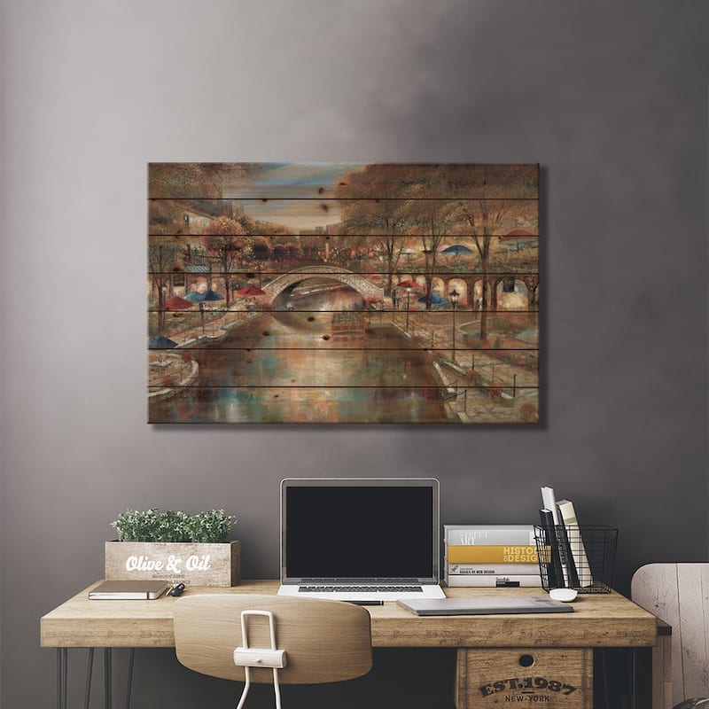 Evening On The Canal Print On Wood by Ruane Manning - Multi-Color