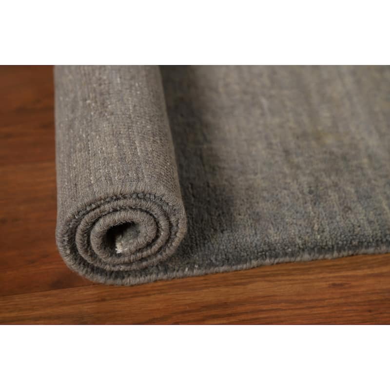 Gray Modern Gabbeh Oriental Square Area Rug Handmade Wool Carpet - 4'0"x 3'11"