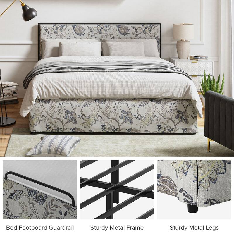 Oliver Modern Washable Slipcover Bed Upholstered Metal by HULALA HOME