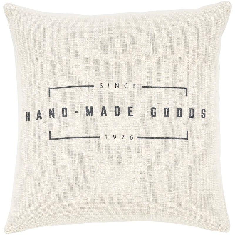 Karson Cream Modern Farmhouse Feather Down Throw Pillow (18" x 18")