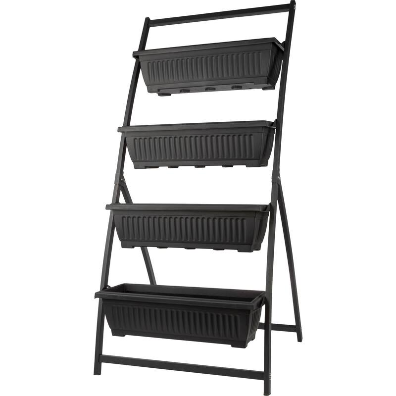 Raised Garden Beds - 4 Tier Vertical Garden Planter - Planters for Outdoor Plants by Pure Garden (Black)