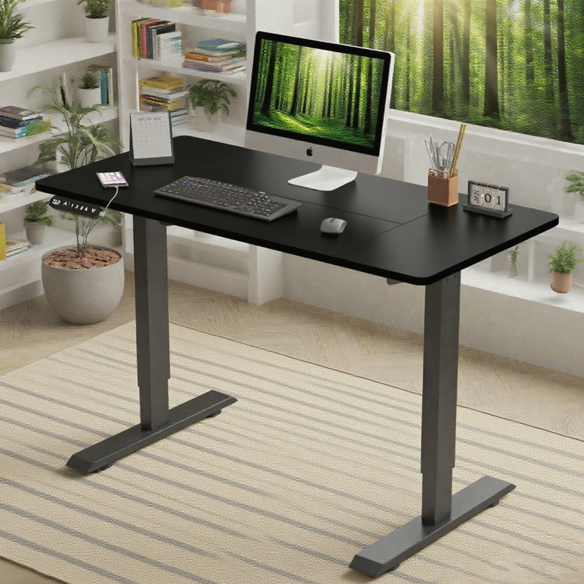 Electric Standing Desk with Adjustable Height and Sturdy Steel Frame for Home and Office Use