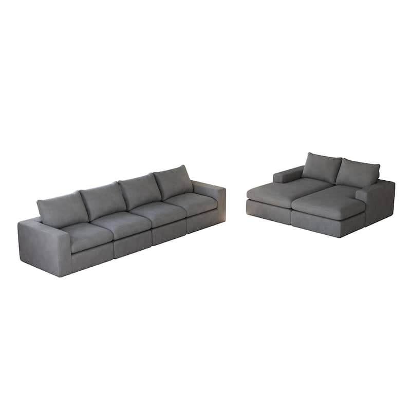 99" Corduroy L-Shaped Sectional Sofa with Chaise Lounge, 3 Pillows and No Assembly Required