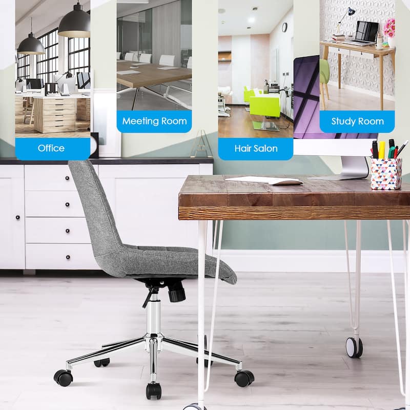 Costway Upholstered Armless Office Chair with Adjustable Height &