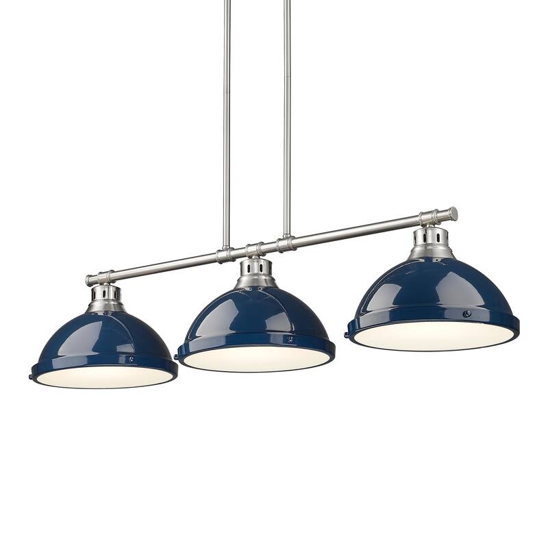 Yep by Golden Lighting Duncan 3-light Island Light in Pewter and Navy Blue shade
