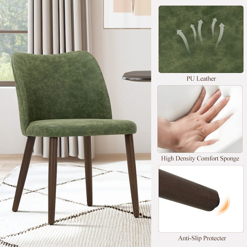 RENEWLINE Set of 2 Wooden Dining Chairs, Beige Upholstered Fabric for Kitchen & Dining Room