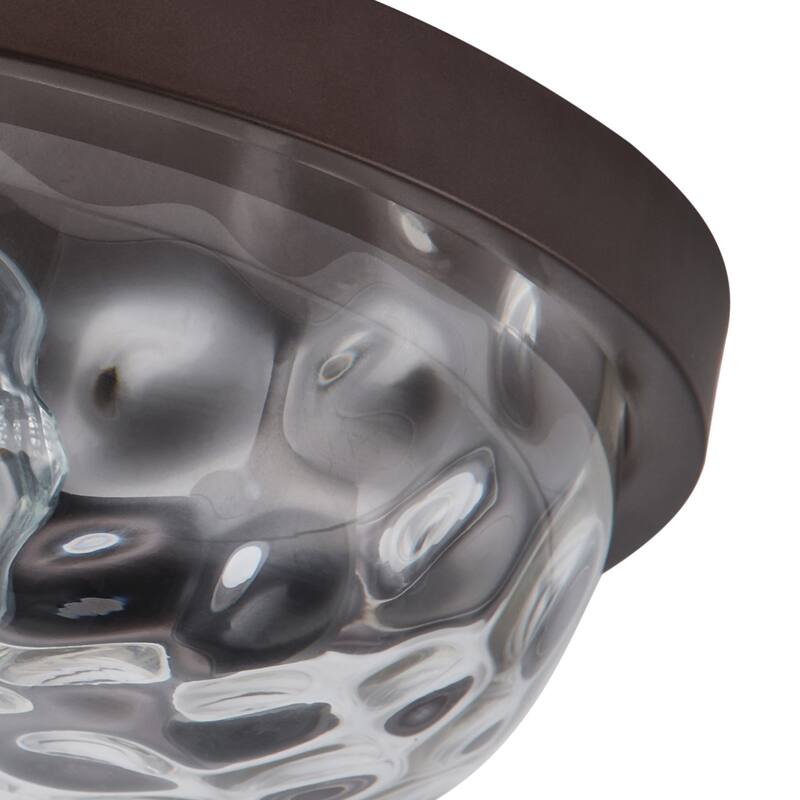 Farmhouse Oil Rubbed Bronze 2-Light Water Ripple Glass Flush Mount Ceiling Light