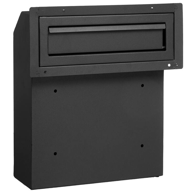 Through The Wall / Door Drop Box, Heavy Duty Steel Through the Wall / Door Mailbox with Combination Lock, Mail Drop Box - 12x6.1x14.1" Door Mailbox - Black