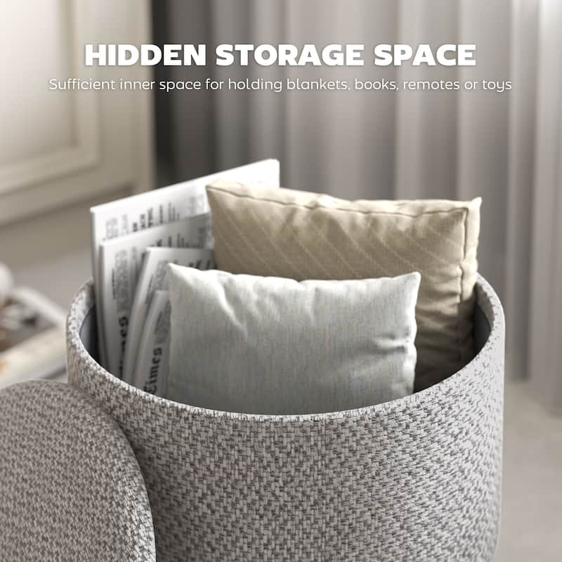 Light Grey Storage Ottoman Footrest with Removable Lid and Hidden Compartment for Bedroom or Living Room