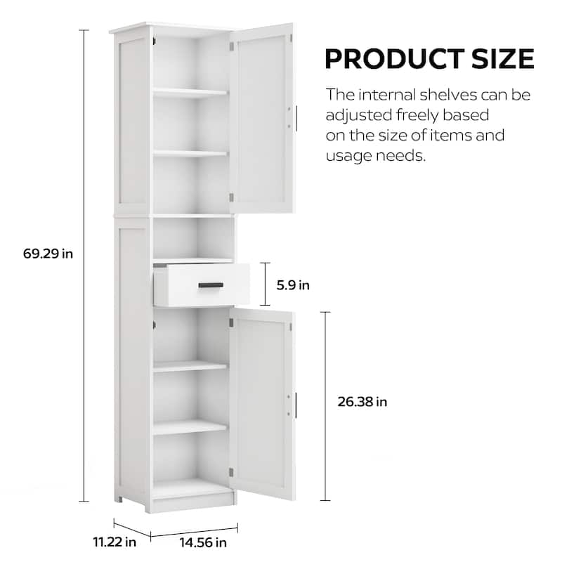 Homy Casa 69" Tall Kitchen Pantry Cabinet 2 Barn Doors & Drawer