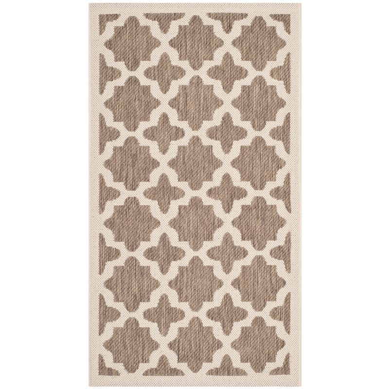 SAFAVIEH Courtyard Dorthey Indoor/ Outdoor Waterproof Patio Backyard Rug - 2' x 3'7" - Brown/Bone