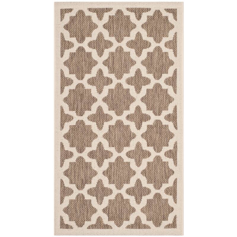 SAFAVIEH Courtyard Myrianne Indoor/ Outdoor Waterproof Patio Backyard Rug - 2' x 3'7" - Brown/Bone