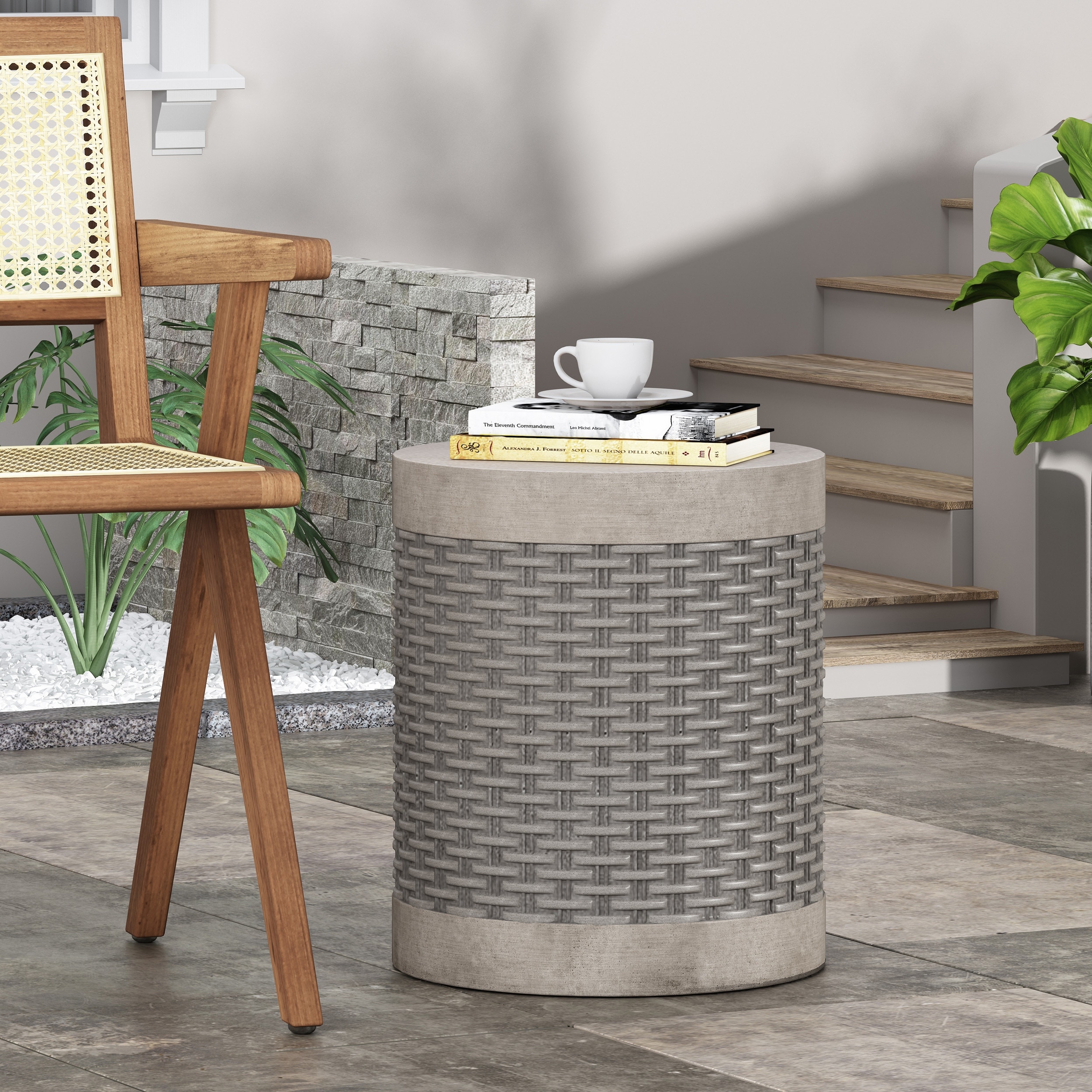 Camino Outdoor Lightweight Concrete Side Table by Christopher Knight Home