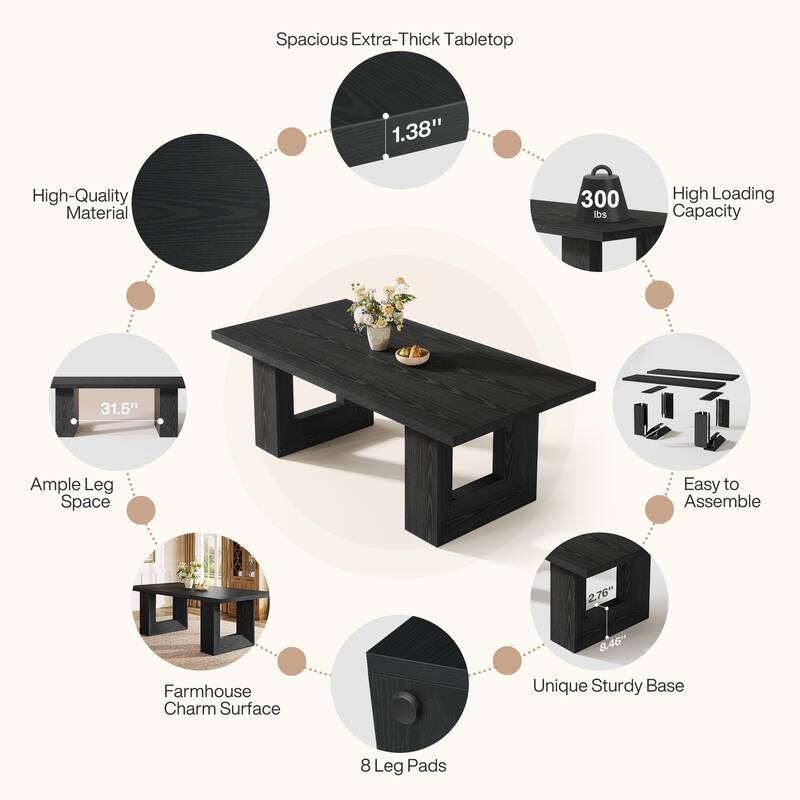 63'' Kitchen Dining Table for 6 People, Strong Geometric Legs