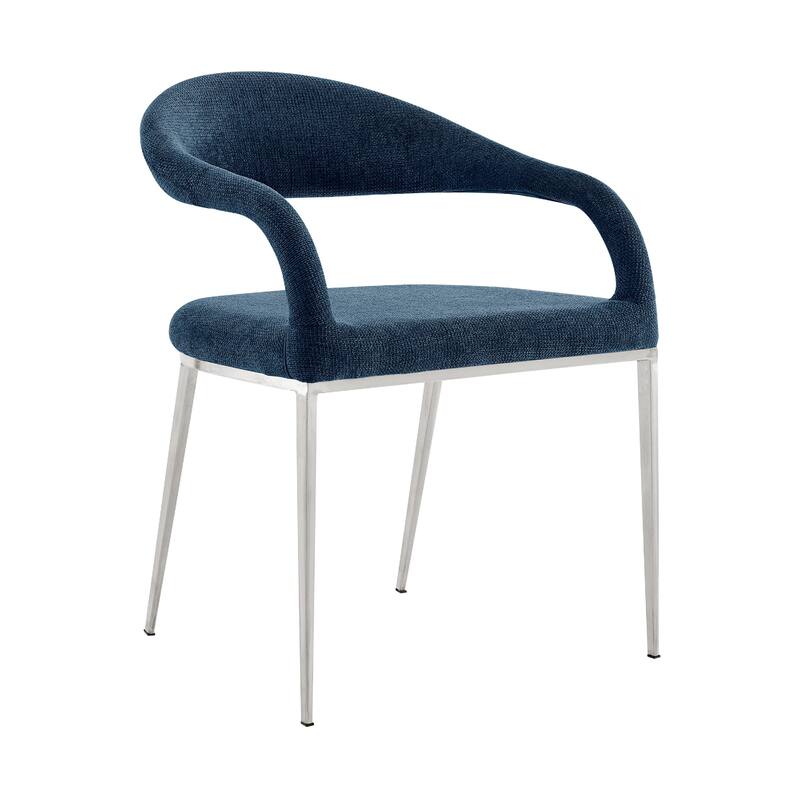 Morgie Dining Chair Set of 2, Curve Back Integrated Arms, Navy Blue