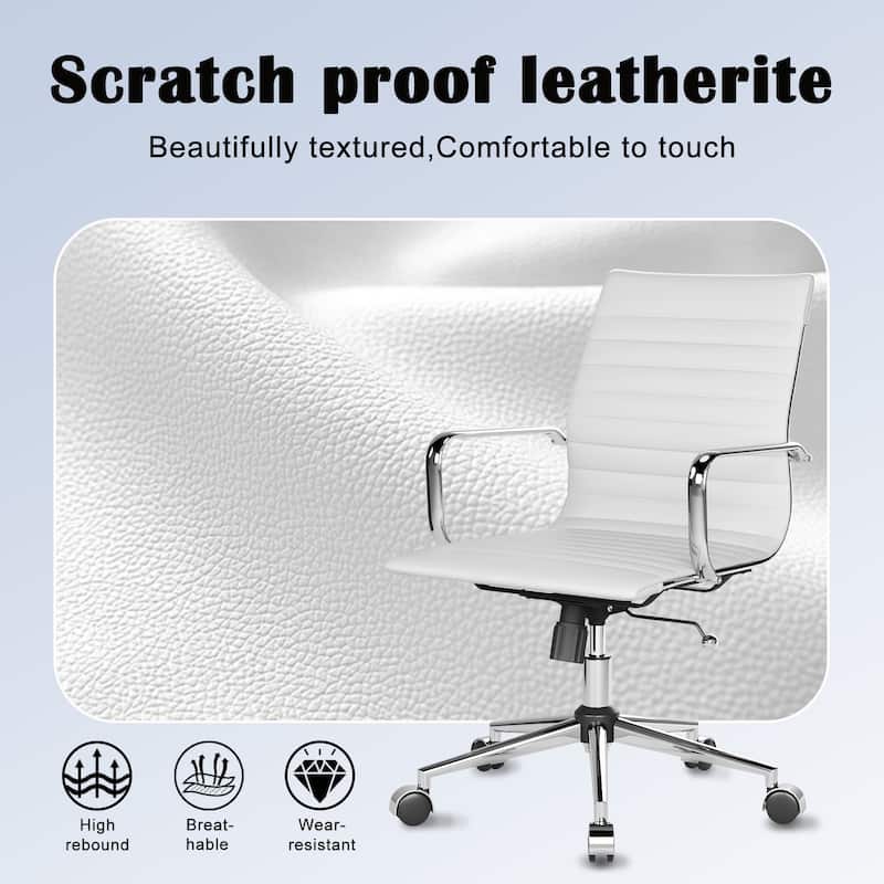 CAROCC Ribbed Computer Office Chair Swivel Lift tilt function Ergonomic Premium Leather Desk Armchair