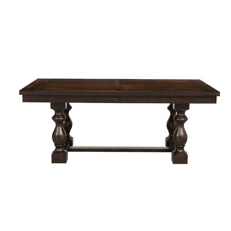 Modern Country Style Dark Oak Finish Dining Table 1pc with Extension Leaf Wooden Dining Furniture Industrial Aesthetic