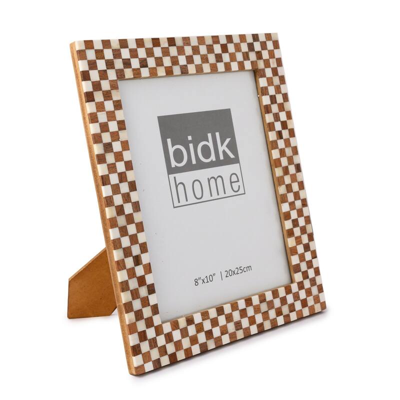 Checkered Rectangular Picture Frame - for 8" x 10" Photo - Brown and White