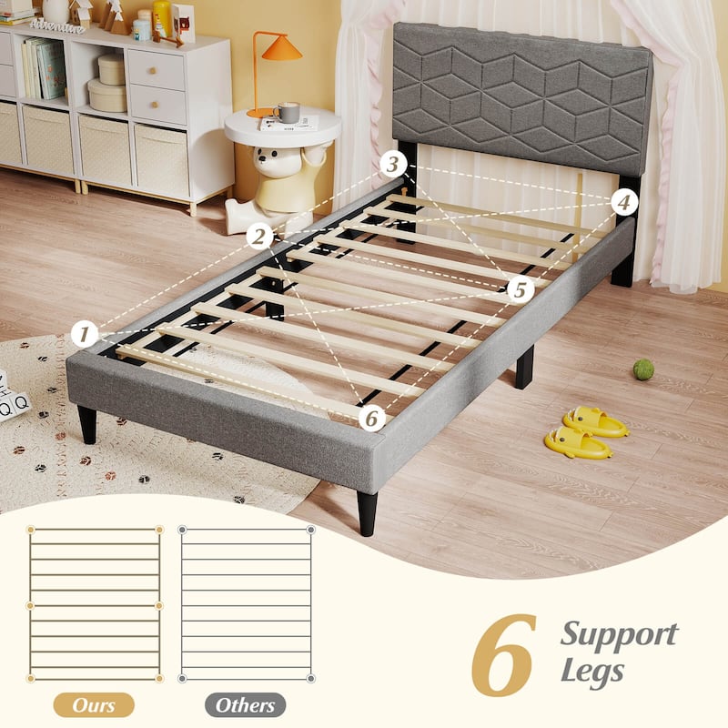 Costway Twin/Full/Queen Size Bed Frame with Linen Fabric Upholstered