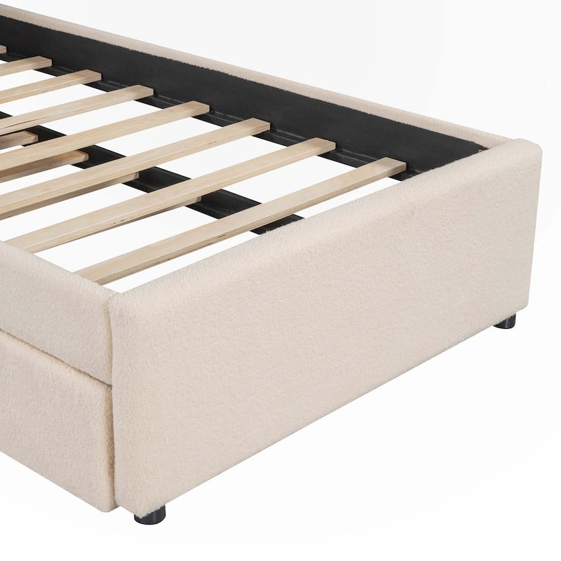 Teddy Fleece Upholstered Platform Bed with Trundle