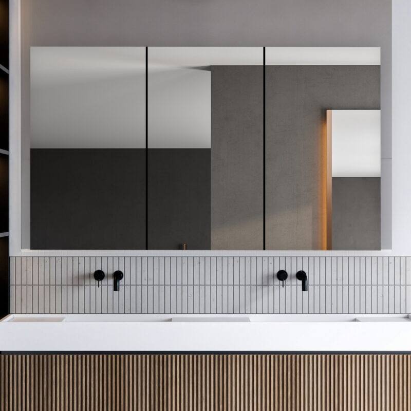 AQUADOM Royale 60W Medicine Cabinet Defogger, 3X LED Lighted Vertically Adjustable Magnifying Mirror, Electrical Outlets.