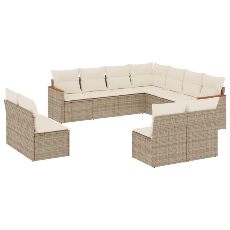 vidaXL Garden Sofa Set Black - 24.4 x 24.4 x 27.2