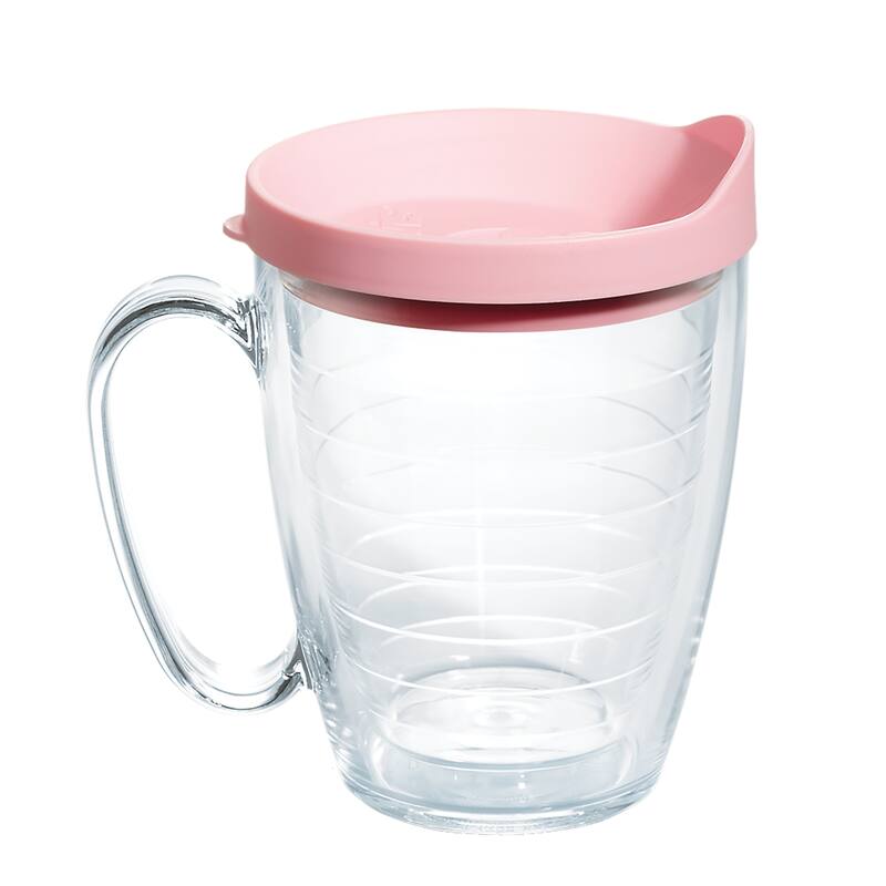 Tervis Clear & Colorful Lidded Made in USA Double Walled Insulated Travel Tumbler, Pink Lid - 16oz Mug - 16oz Mug