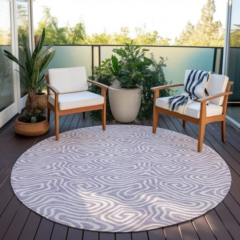 Machine Washable Indoor/ Outdoor Modern Trance Chantille Rug