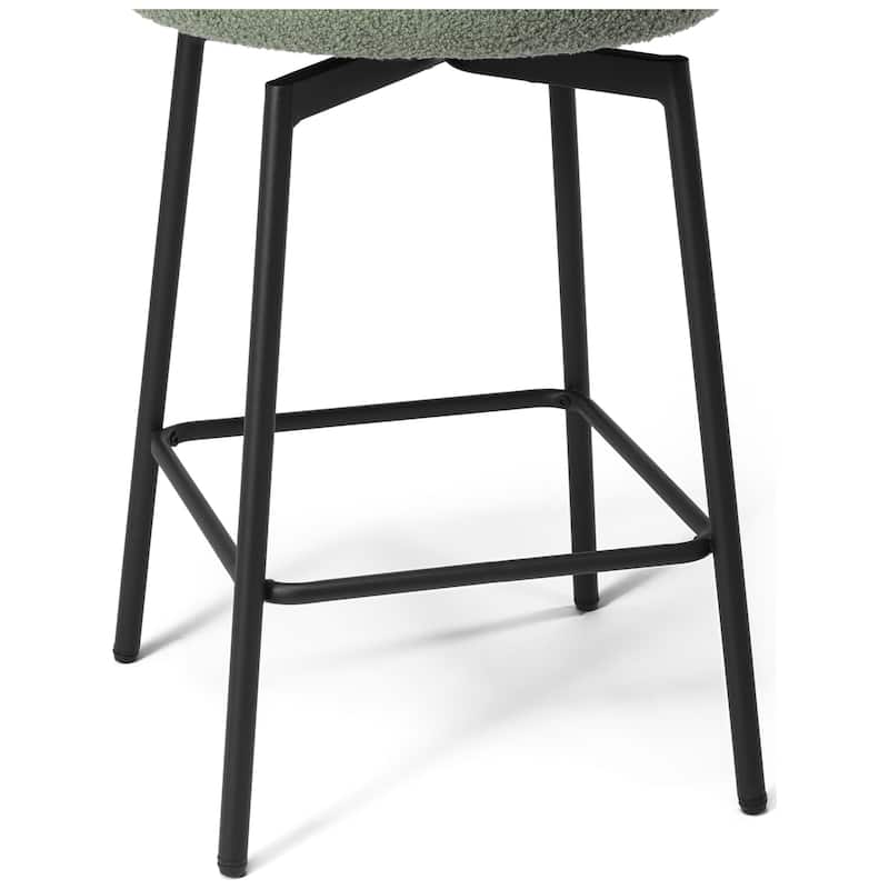 Bayville 27 Inch Faux Shearling Fabric Upholstered Swivel Counter Stool (Set of 2)