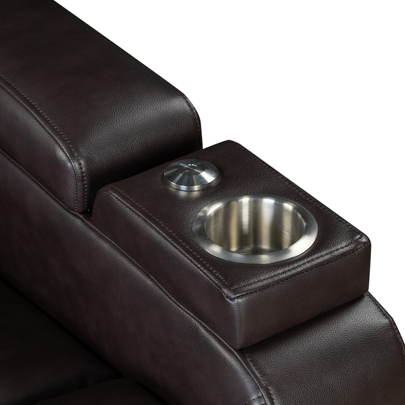 PU Leather Power Recliner Chair with Power Adjustable Headrest, USB Port, Storage Arms, Cup Holder Swivel Tray Table