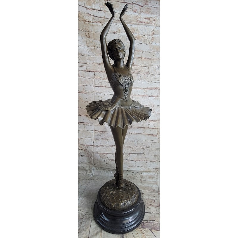 Ballerina Ballet Dancer Bronze Statue Sculpture Signed Collect 33 Inches X 10 Inches