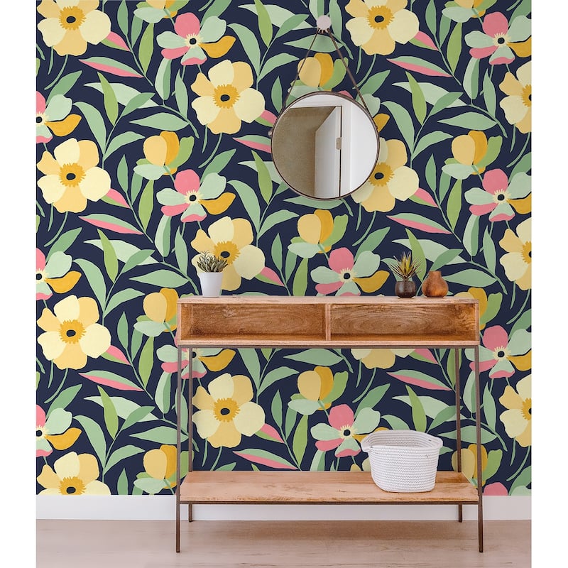 NextWall Garden Block Floral Peel and Stick Wallpaper