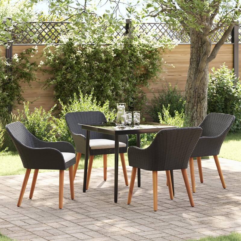 Modern Dining Table for Home Use - Black 31.5 x 31.5 x 29.1 round table legs 4chair