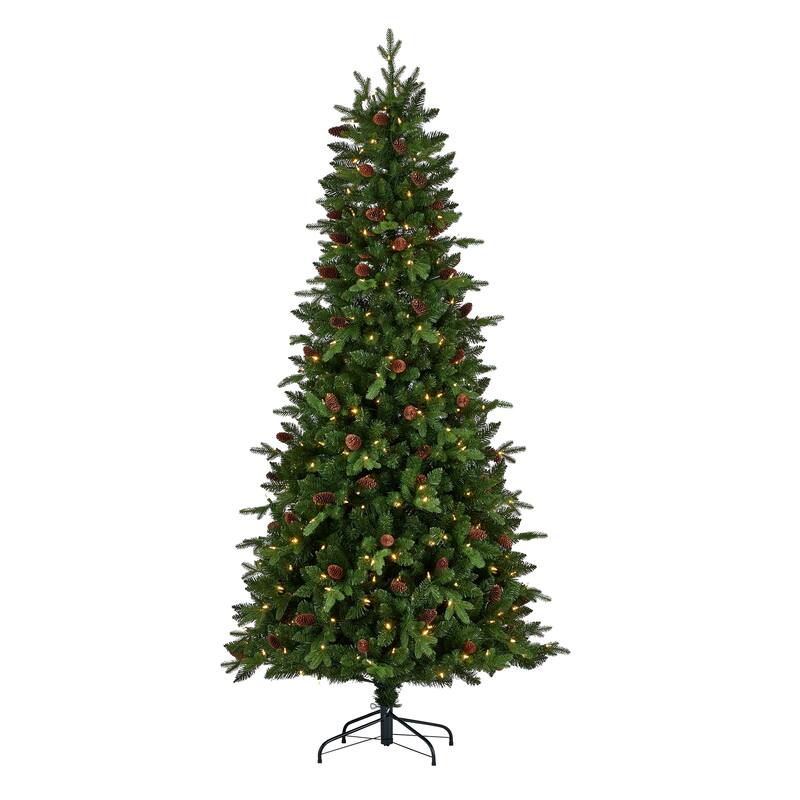 Canyon Ranch Fir Artificial Tree 9ft, Pre-Lit 620 Warm White LED Lights, 2264 PE/ PVC Tips
